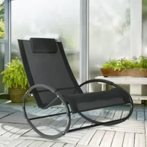 image of Outsunny Patio Rocking Chair Orbital Zero Gravity Seat Pool Chaise w/ Pillow Grey