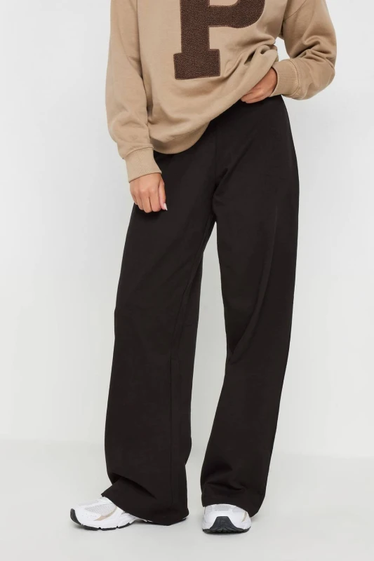 Image of PixieGirl Womens Petite Wide Leg Yoga Pants in Black Size: 18 Black Female 18