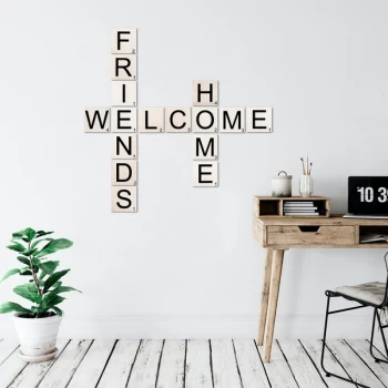 Image of Scrabble Set - 14 Black White Decorative Wooden Wall Accessory