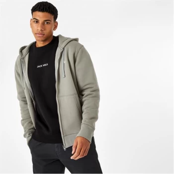 Jack Wills Pinebrook Pheasant Logo Zip Hoodie - Washed Khaki