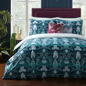 image of Laurence Llewelyn Bowen - Suburban Jungle 200 Thread Count 100% Cotton Duvet Cover Set, Navy, Double