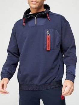 Image of Hugo Boss Damboo Quarter Zip Jacket Navy Size L Men
