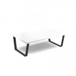 image of Encore modular large coffee table with Black sled frame - white