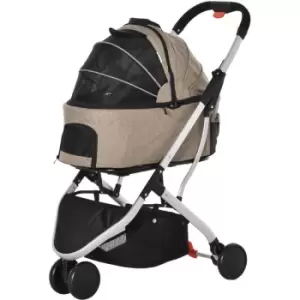 Image of Pawhut - Pet Stroller Foldable Dog Cat Travel Carriage 2-In-1 Design Carrying Bag - Brown