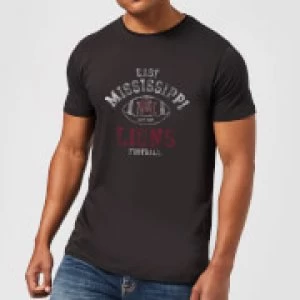 image of East Mississippi Community College Lions Football Distressed Mens T-Shirt - Black