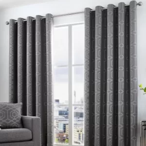 image of Curtina Camberwell Graphite Eyelet Curtains Graphite (Grey)