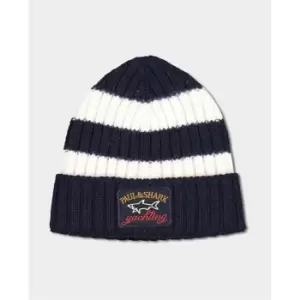 image of Paul and Shark Stripe Beanie - Black