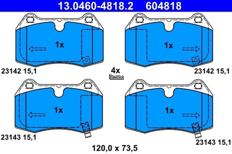 Image of ATE 13.0460-4818.2 Brake pad set with acoustic wear warning, with accessories Brake Pad Set,disc brake (402)