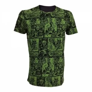Image of Marvel Comics Incredible Hulk Classic Green Comic Strip Small T-Shirt