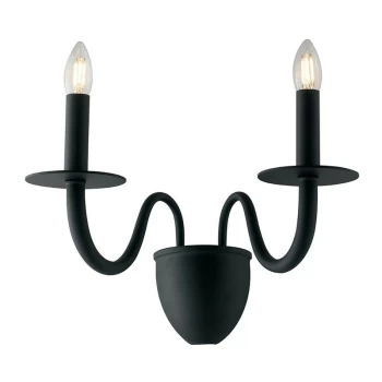 Image of Fan Europe Lighting - Fan Europe ARMSTRONG Twin 2 Light Candle Wall Light Black 45x36x26cm