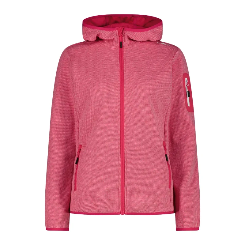 Image of CMP Womens Hoodie with Mesh Inserts CMP Knit-Tech Rouge Female XS