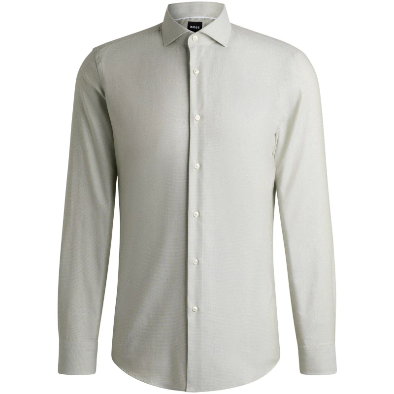 Image of Boss Mens H Hank Spread Long Sleeve Oxford Shirt Medium Green male 16.5 inch