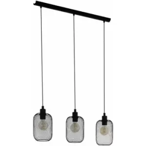 image of Hanging Ceiling Pendant Light Black Mesh 3x 60W E27 Kitchen Island Lamp