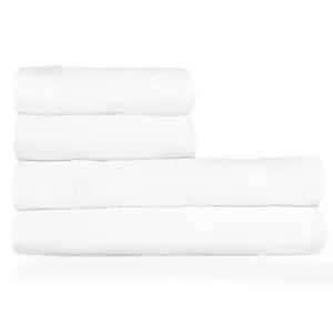 Image of Textured Weave 4 Piece Hand/Sheet Towel Set White