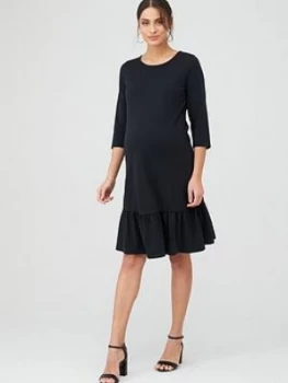 Image of Mama-Licious Maternity Sasja Jersy Midi Dress - Black, Size 12, Women