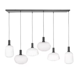 image of Verre Nervure Straight Bar Pendant Ceiling Light Matt Black