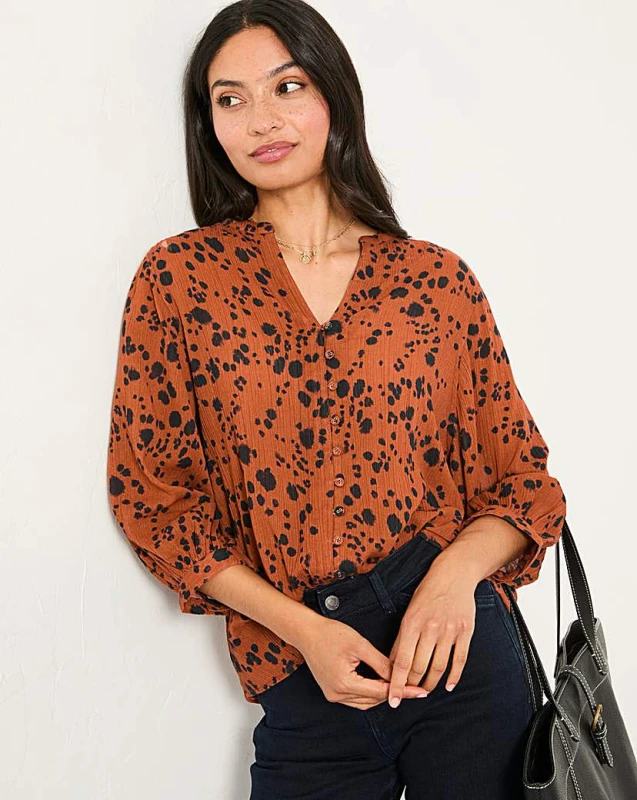 Image of FatFace FatFace Beckett Animal Blouse Brown - FatFace - Size: 12 Brown Female 12 PV31502