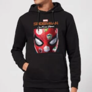 image of Spider-Man Far From Home Stickers Mask Hoodie - Black