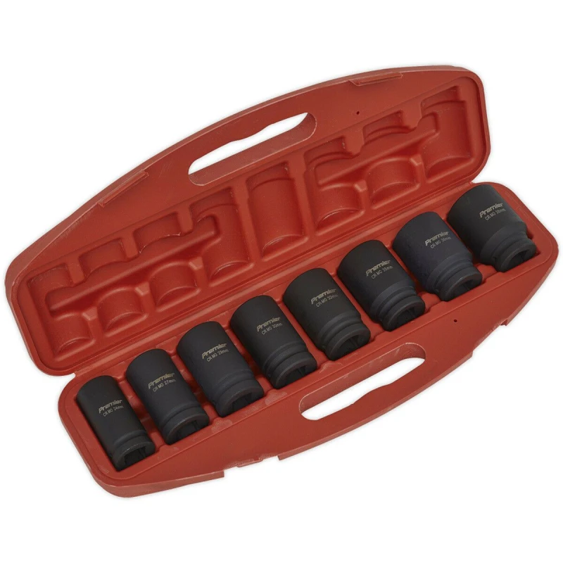 Image of Loops 8pc DEEP Impact Socket Set - 3/4" Square Drive - Metric Air Wrench Storage Case Multi