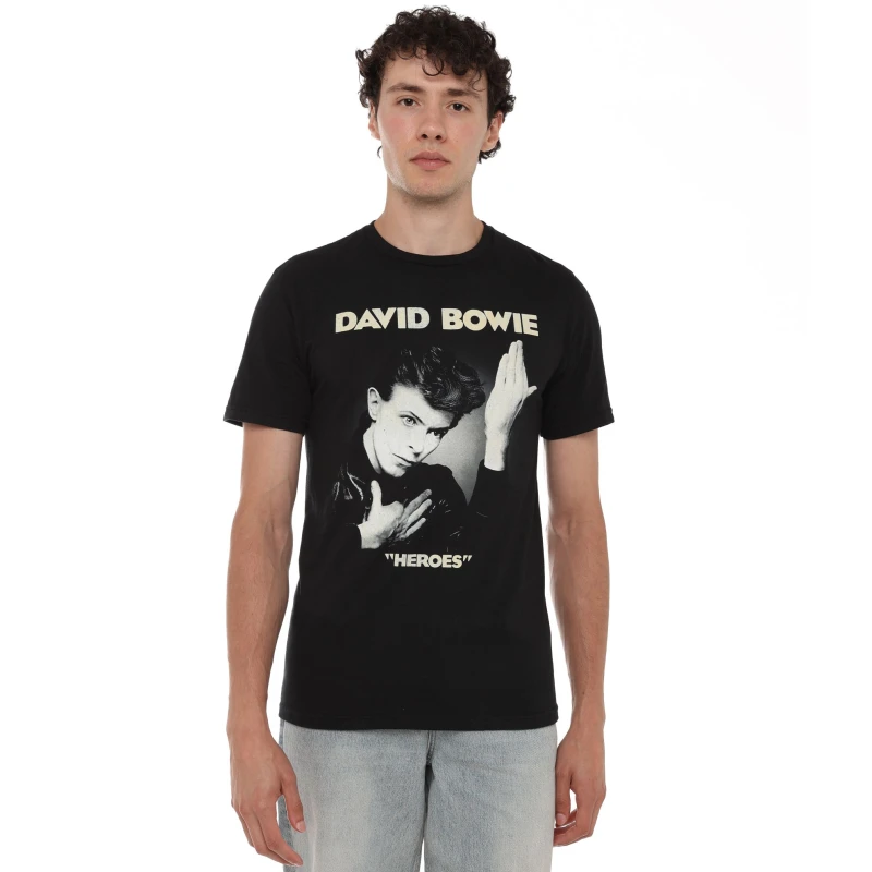 Image of David Bowie David Bowie Heroes Mens T-Shirt Black Black