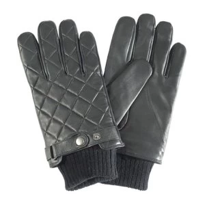 Image of Barbour Mens Quilted Leather Glove Black Small