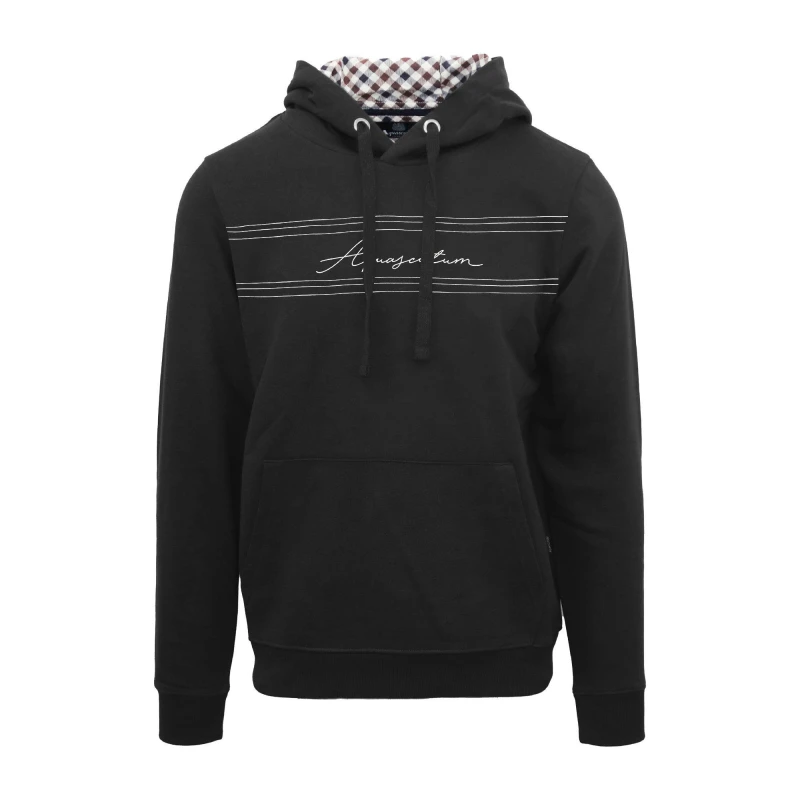 Image of Aquascutum Mens Hdy Sweat Pull Over Hoodie OTH Hoodies Small Black 53373503350