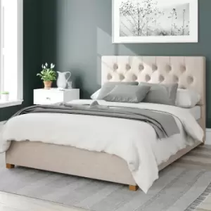 Image of Aspire Olivier Twill Kingsize Ottoman Bedframe - Natural