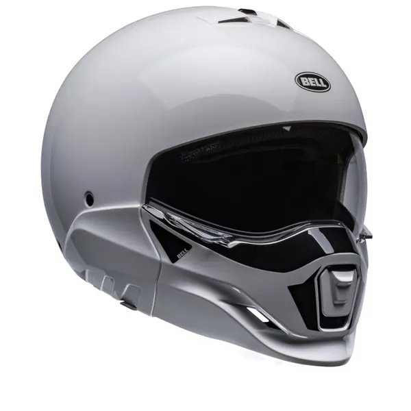 image of Bell Broozer Duplet Solid Gloss White Modular Helmet Size 2XL