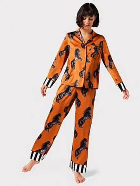 image of Chelsea Peers Chelsea Peers Fibres Horses Print Pyjama Set