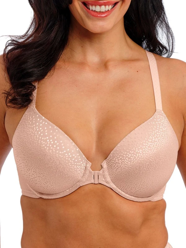 Image of Wacoal Womens Back Appeal Front Fastener Bra in Pink Size: 34D Pink Female 34D