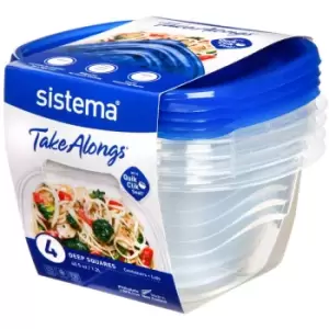 image of Sistema 1.2L Deep Square Containers Pack Of 4