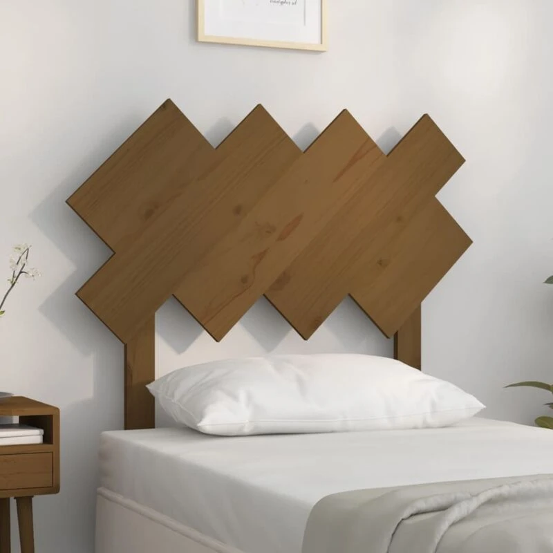 Image of Vidaxl Bed Headboard Honey Brown 92X3X81cm Solid Wood Pine, Brown 819203