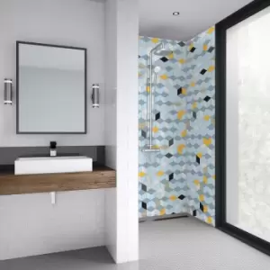 Image of Mermaid Cubics Acrylic Shower Wall Panel 2440mm x 1220mm x 4mm in Pattern