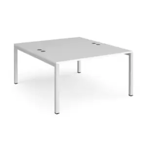 Image of Bench Desk 2 Person Rectangular Desks 1400mm White Tops With White Frames 1600mm Depth Connex