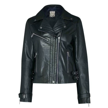 Image of Biba BIBA Leather Biker Jacket - Forest