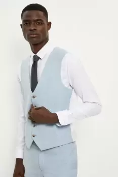 Image of Mens Skinny Fit Pale Blue End On End Waistcoat