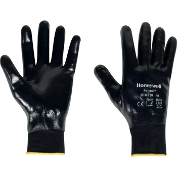 image of Polytril Top Palm-side Coated Black Gloves - Size 7