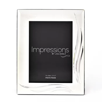 Image of Satin S/P Photo Frame - Grass Blade Design Side/Bottom 5"x7"
