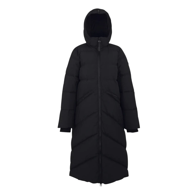 Image of Regatta Womens Ujeane Longline Hooded Water-Repellent Padded Jacket in Jet Black Size: 14 Jet Black Female 14