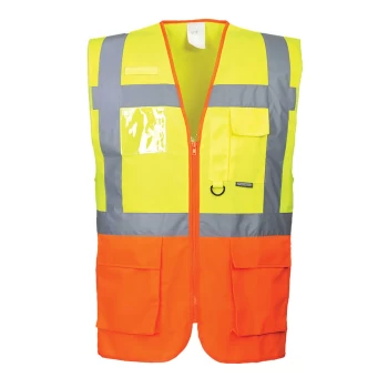 Image of Portwest Prague Executive Class 2 Hi Vis Waistcoat Yellow / Orange L