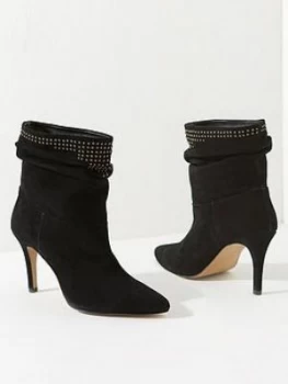 Image of Mint Velvet Mint Velvet Anya Suede Studded Slouch Boot, Black, Size 38, Women