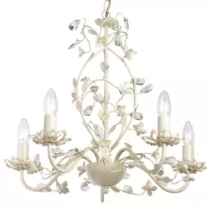 image of Hanging Flush Ceiling Pendant 5 Light CREAM GOLD Chandelier Lamp Bulb Holder