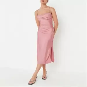 Image of Missguided Cowl Cami Midi Dress Satin - Pink