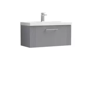 image of Nuie Deco 800mm Wall Hung Single Drawer Vanity & Basin 3 - Satin Grey