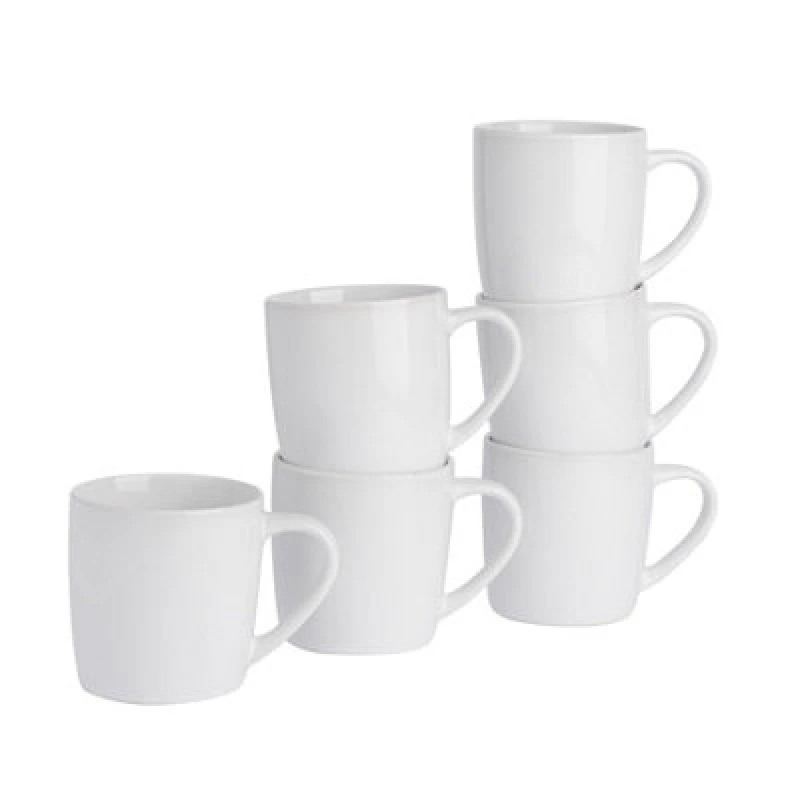 Image of Argon Tableware 2X Coloured Coffee Mugs - 350Ml - White - Durable Stoneware Cappuccino Tea Cup Dishwasher & Microwave Safe