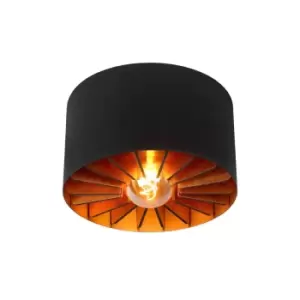 Image of Zidane Modern Flush Ceiling Light - Ø30cm - 1xE27 - Black