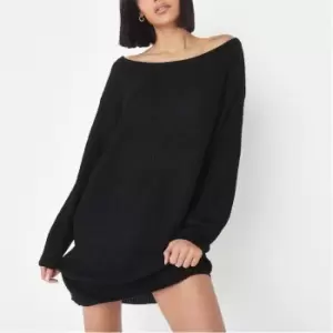 image of Missguided Recycled Off Shoulder Jumper Dress - Black