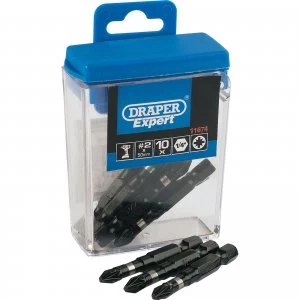 image of Draper Expert Pozi Impact Screwdriver Bits PZ2 50mm Pack of 10