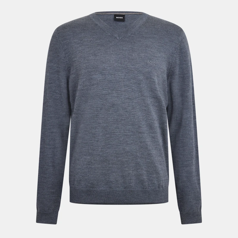 Image of Boss Mens Batisse E Knitted Top Medium Grey male S