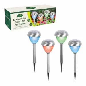 Gardenkraft 4-pack Of Colour Change Solar Stake Lights - Stainless Steel